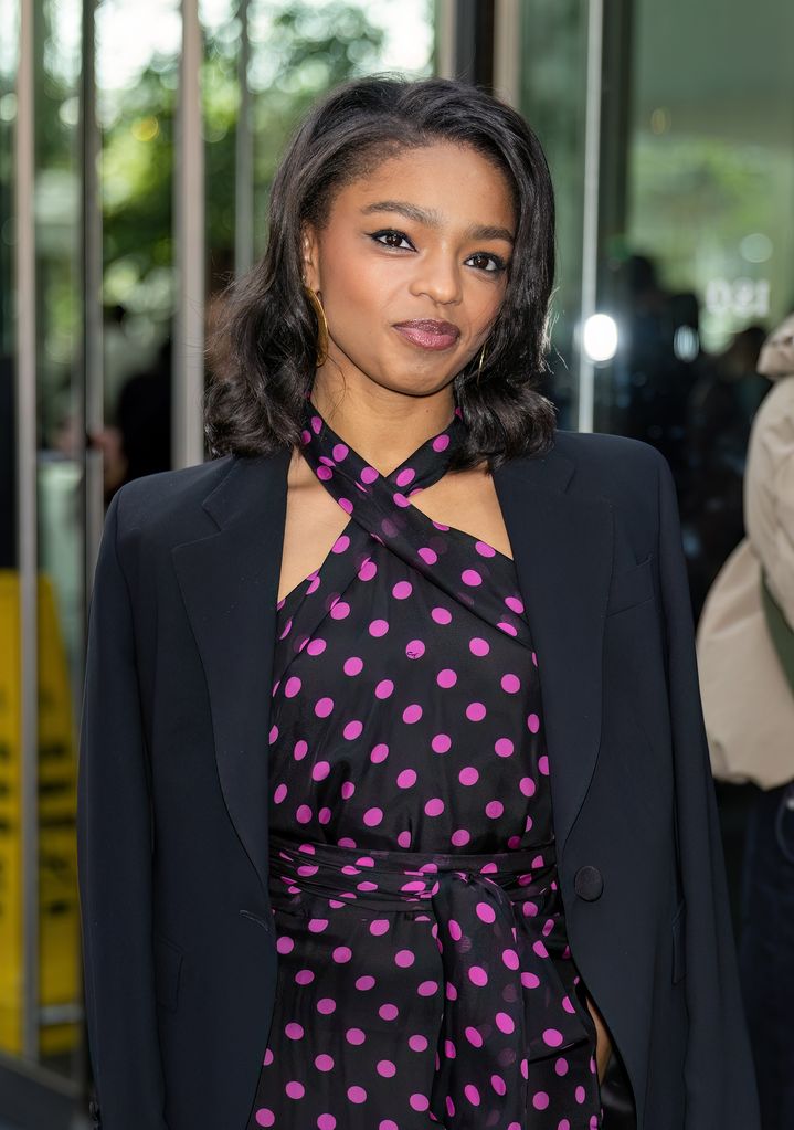 Selah Marley is seen arriving to the Carolina Herrera fashion show during New York Fashion Week on February 12, 2024 in New York City