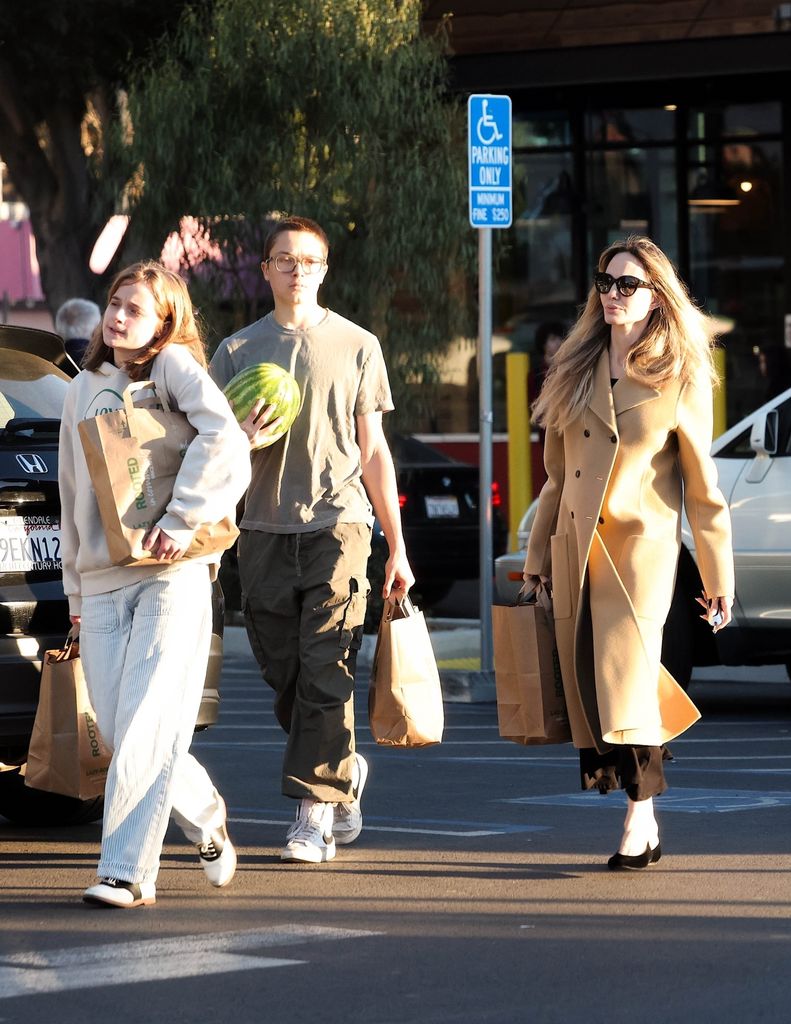 Angelina Jolie was seen grocery shopping with her children, Vivienne and Knox Jolie-Pitt