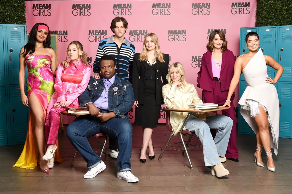 Avantika, Bebe Wood, Jaquel Spivey, Christopher Briney, Angourie Rice, ReneÃ© Rapp, Tina Fey, and Auli'i Cravalho attend a "Mean Girls" photocall at the Four Seasons Hotel Los Angeles at Beverly Hills on December 04, 2023, in Los Angeles, California.
