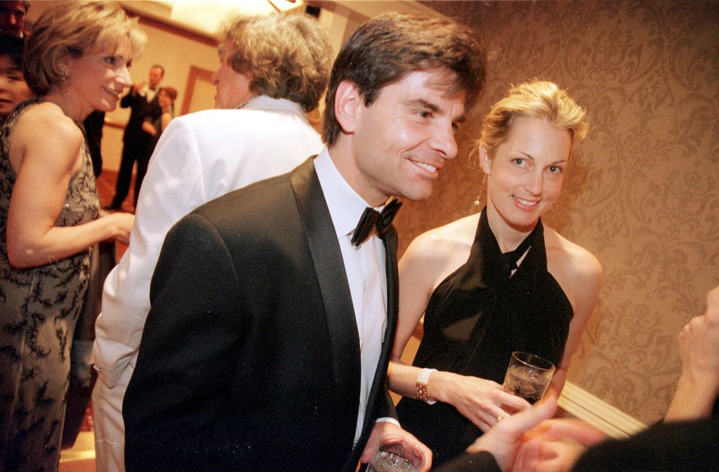 388526 12: George Stephanopoulos and his girlfriend Alexandra Wentworth attend the Newsweek reception before the annual White House Correspondents Dinner April 28, 2001 in Washington, DC. NBC Correspondent Andrea Mitchell is in the background. (Photo by Karin Cooper/Liaison)