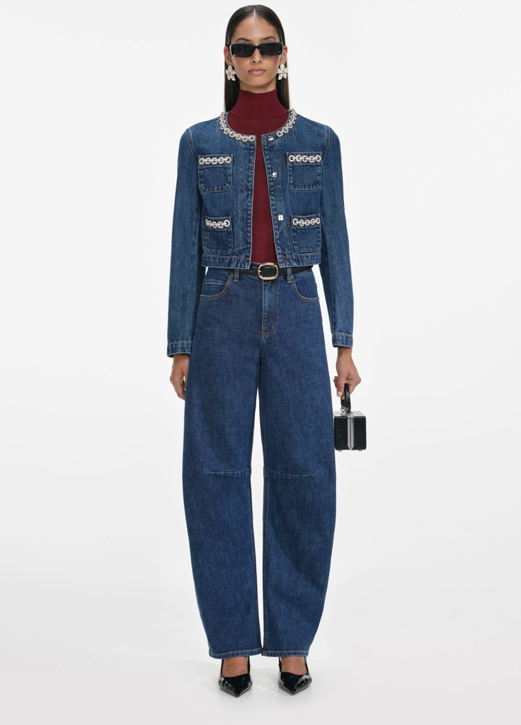 Crystal Trim Denim Jacket sandro