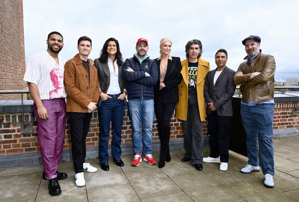 Nick Mohammed and the cast of Ted Lasso in a photocall the show's third season