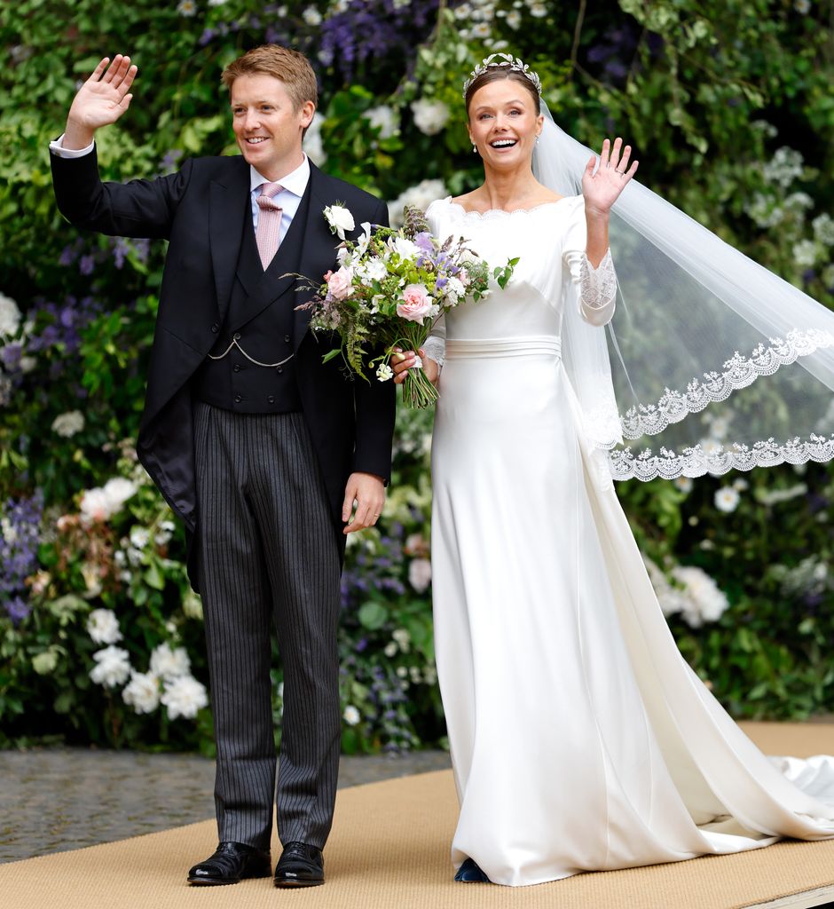 Hugh Grosvenor, Duke of Westminster and Olivia Grosvenor, Duchess of Westminster leave the Cathedral of the Chester