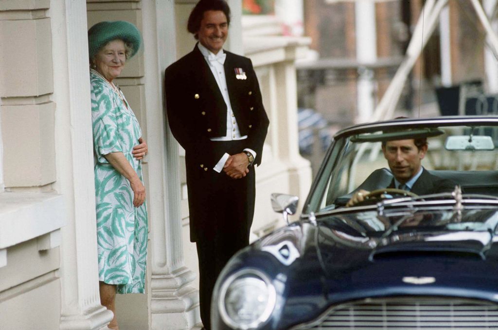 The Queen Mother and William Tallon as King Charles leaves in a car