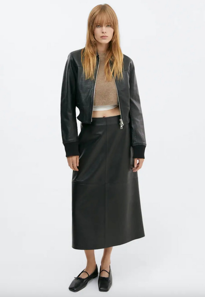 Mango leather skirt