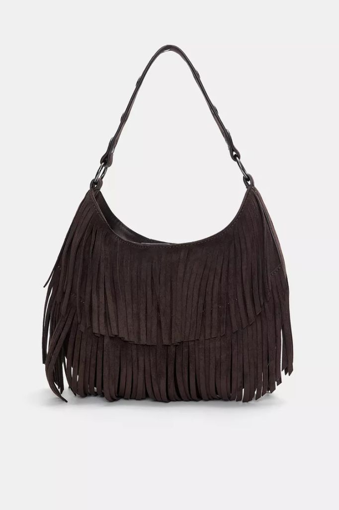 Fringe pocket brown with handle