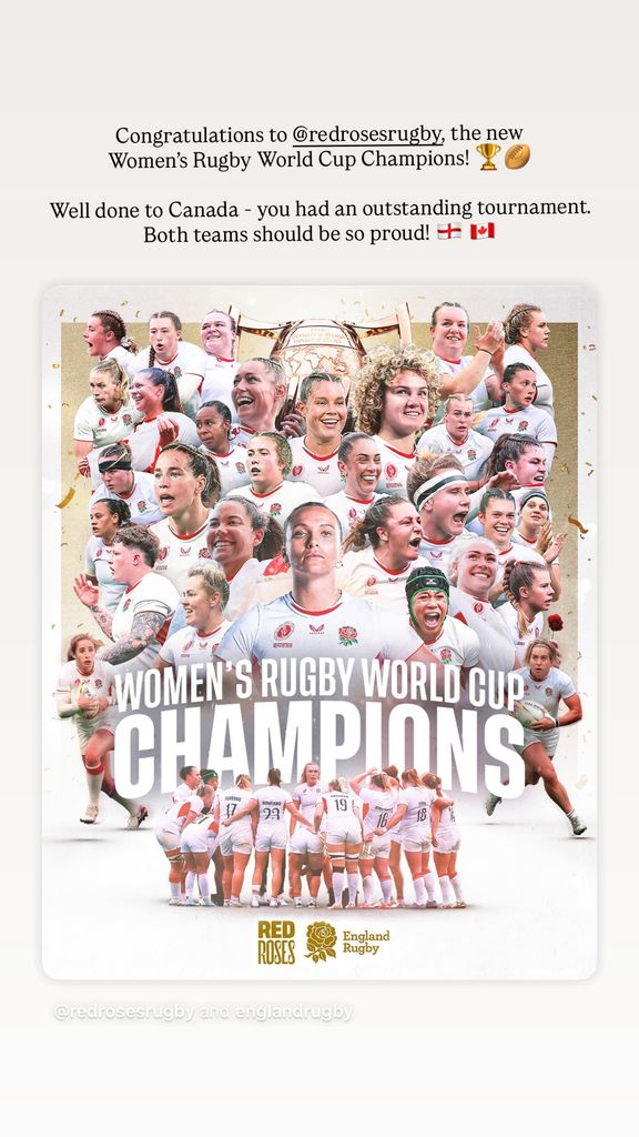 Princess of Wales shares message of congratulations to Red Roses