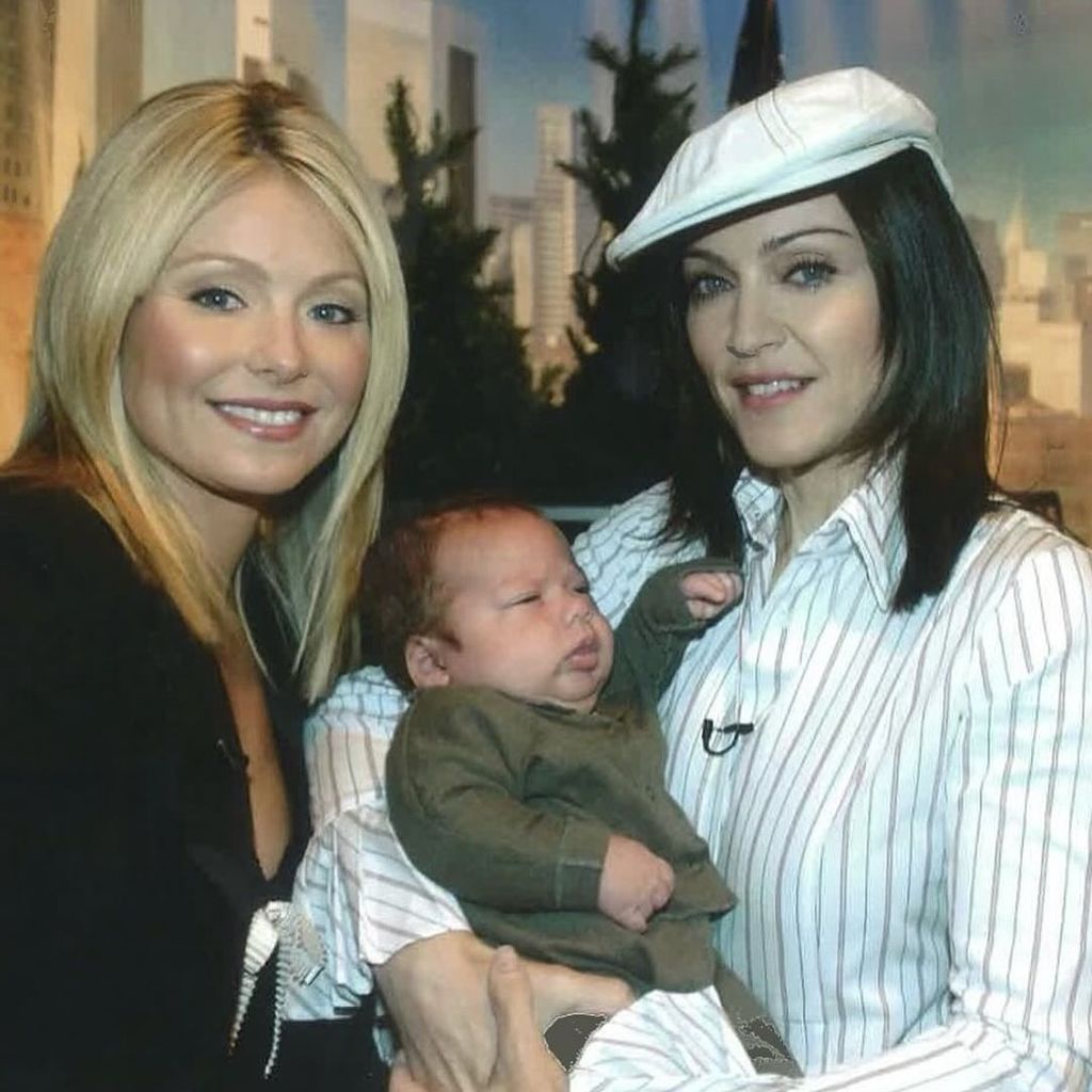 Kelly Ripa and Madonna in a throwback as the latter holds her baby son Joaquin
