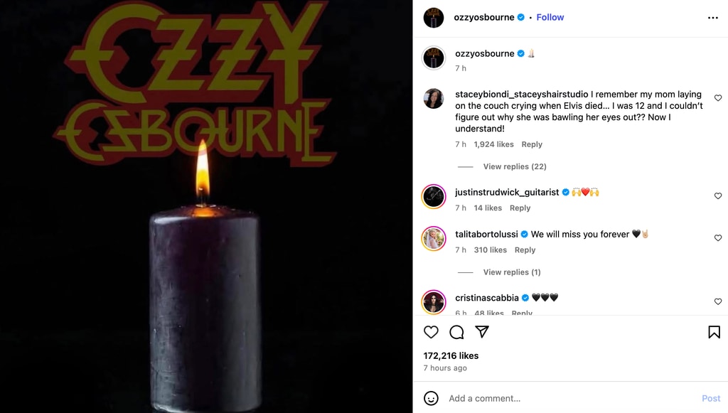 La page Instagram d'Ozzy Osbourne avait une mise à jour poignante