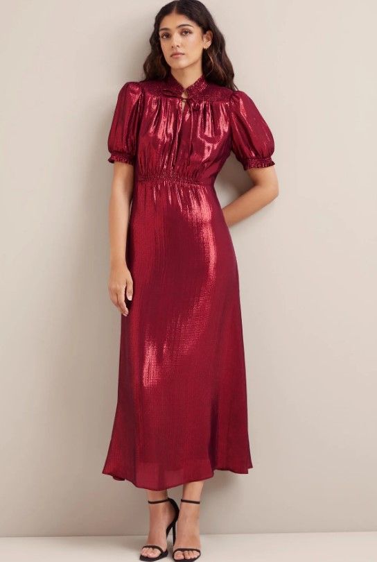 Cefinn Irina Silk Blend Bias Cut Maxi Dress - Burgundy