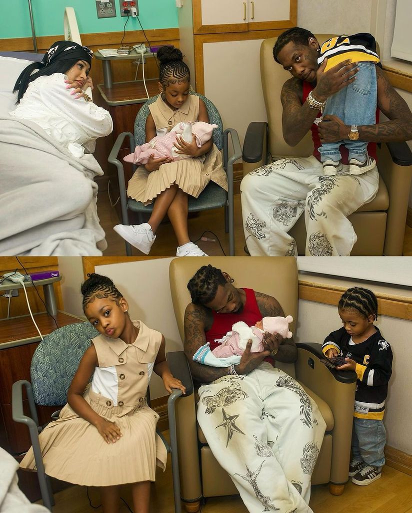 Cardi B, Offset, Kulture, and Wave dote on the newest member of their family, shared on Instagram