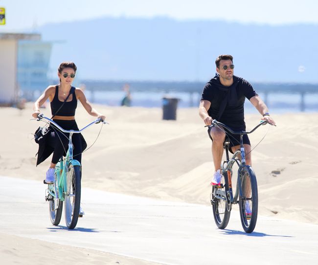 mark and michelle in la riding bikes