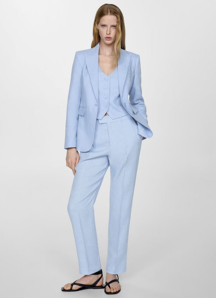 Mango linen blue suit