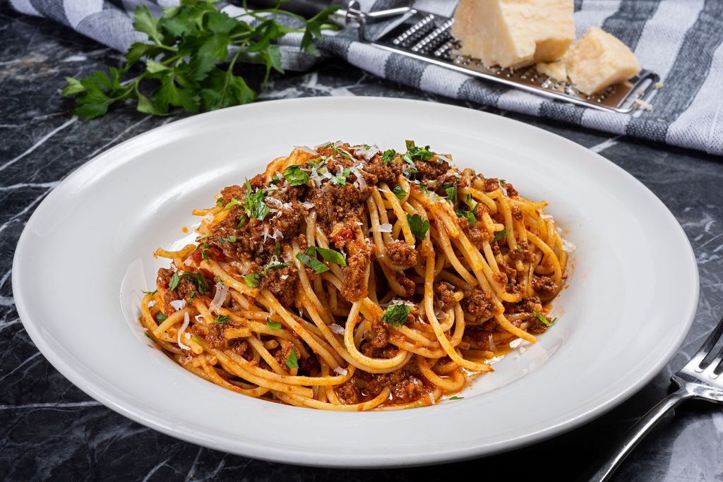 a plate of spaghetti bolognese