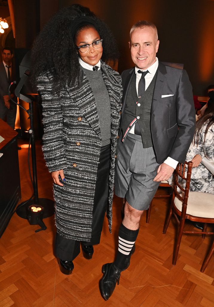 Janet Jackson and Thom Browne attend Thom Browne's 20th Anniversary celebration with Phaidon at the Victoria and Albert Museum on October 9, 2023 in London, England