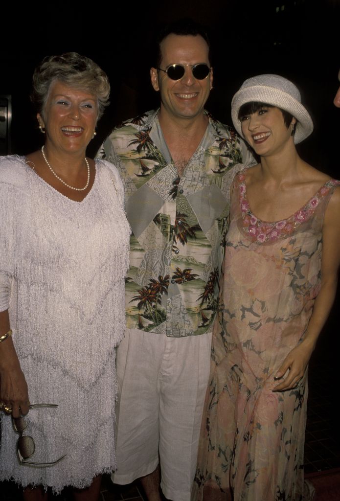 Demi Moore, Bruce Willis, And Mother Marlene Willis at the "Die Hard 2" Los Angeles Premiere in 1990