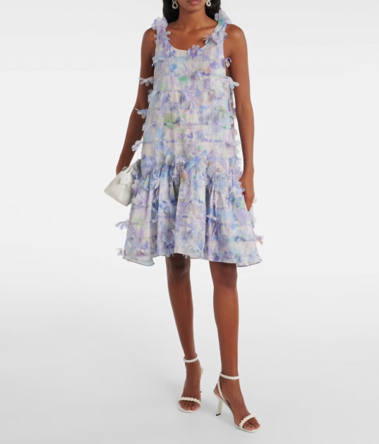 Floral-Appliqué Minidress