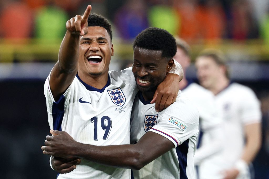 Ollie Watkins and Marc Guehi celebrate England's win