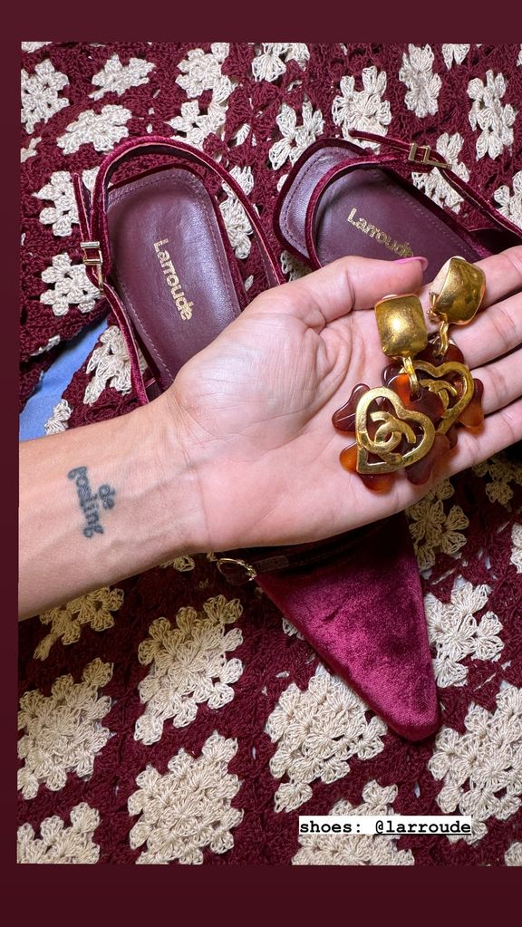 Eva Mendes shares a photo of her shoes and tattoo on Instagram