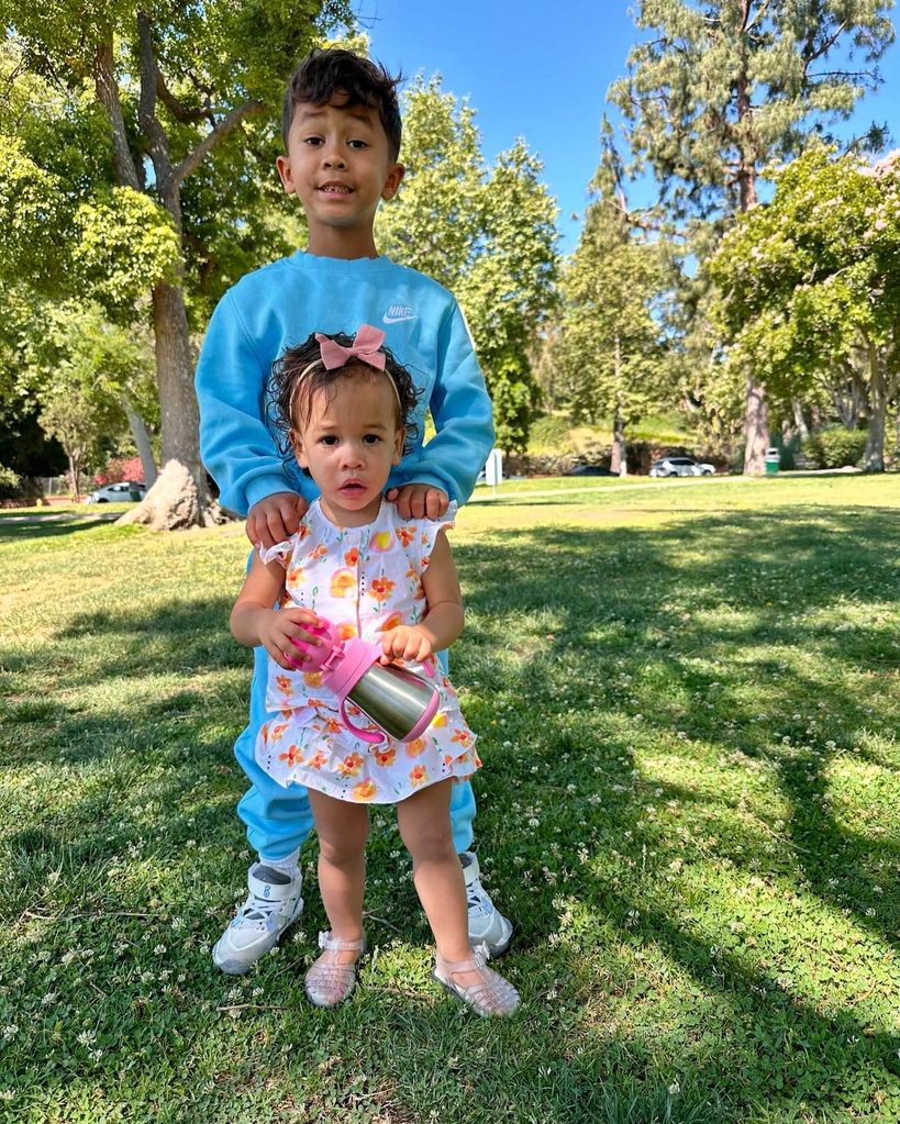 Miles and Esti, John Legend's kids, outside