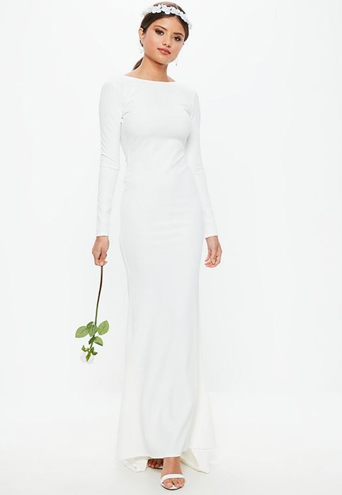 bridal white long sleeve meghan markle style