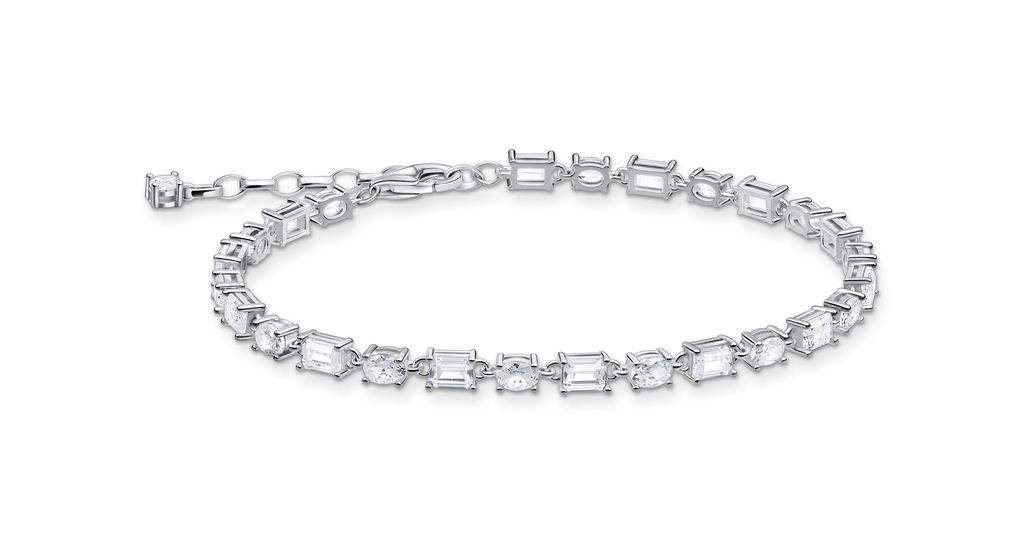 Bracelet en argent avec zircons blancs