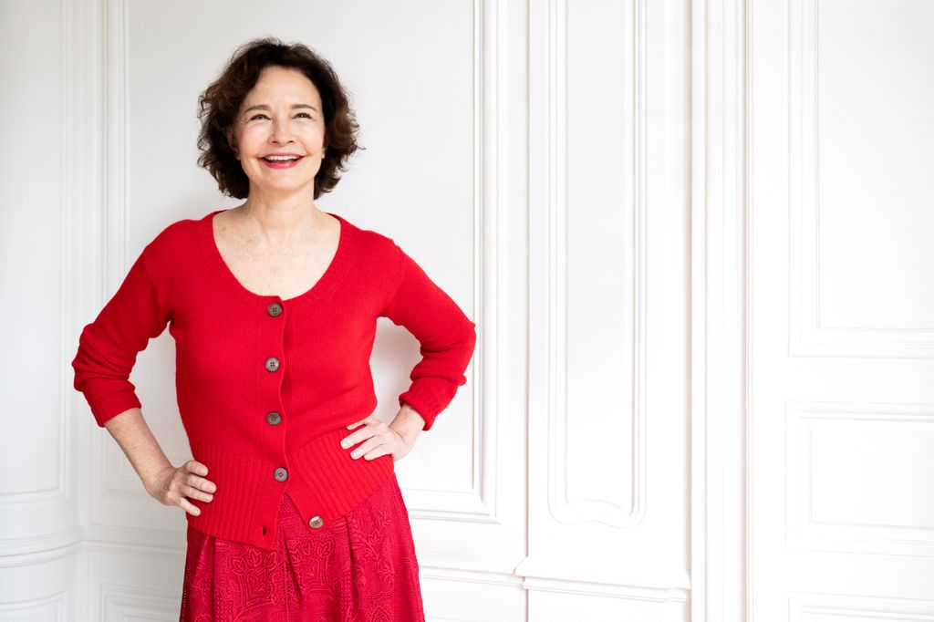 Sonia Choquette wearing a red dress 
