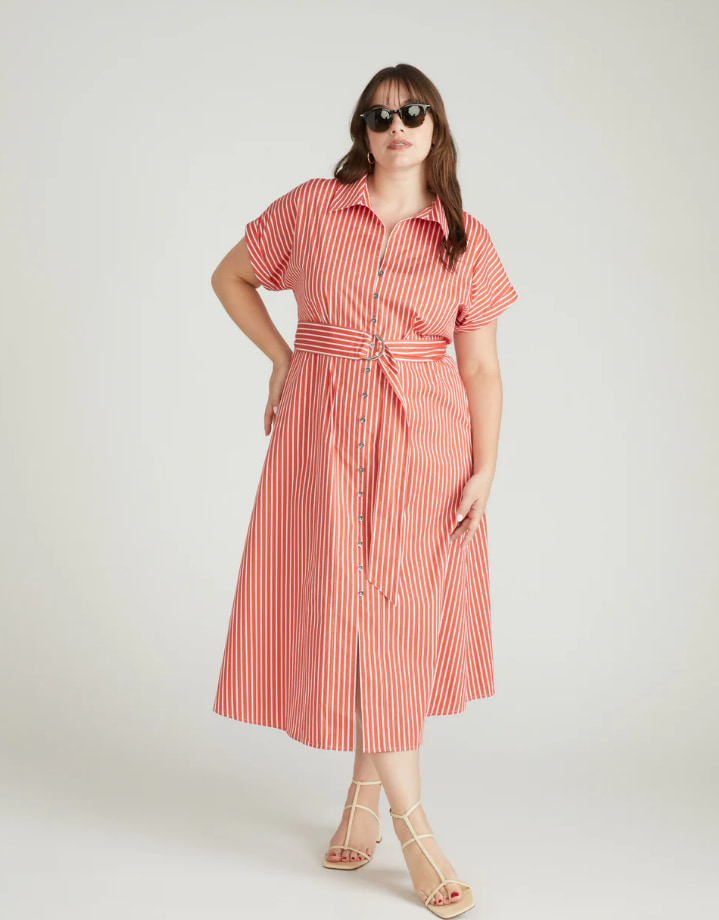 Universal Standard Sandy Stretch Poplin Shirtdress.