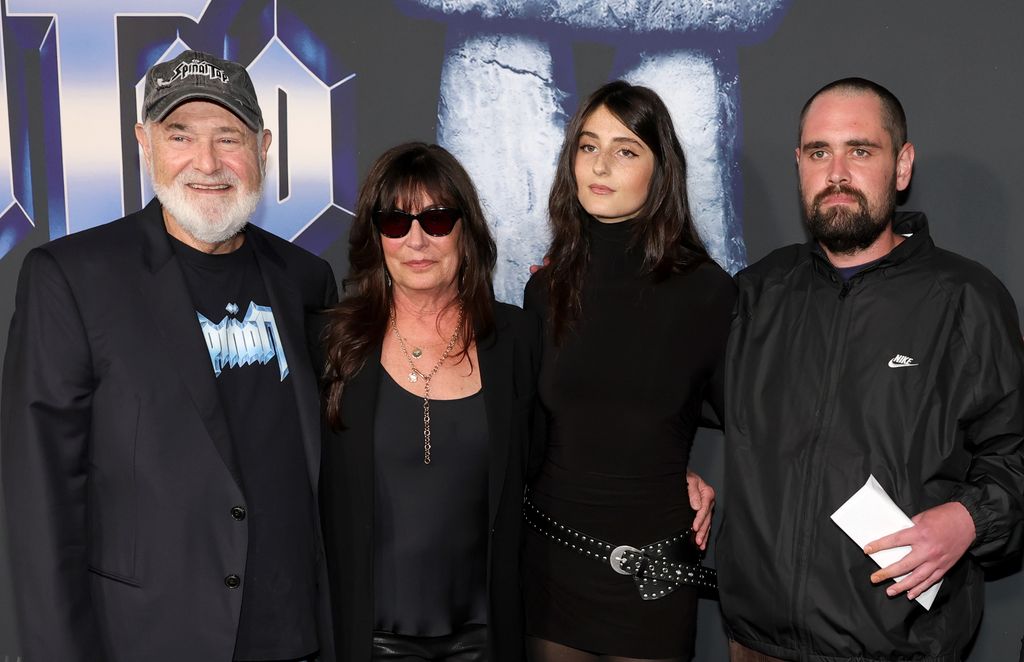 Rob Reiner, Michele Singer Reiner, Romy Reiner and Nick Reiner arrive at the Premiere Of "Spinal Tap II: The End Continues" at The Egyptian Theatre Hollywood on September 09, 2025 in Los Angeles, California