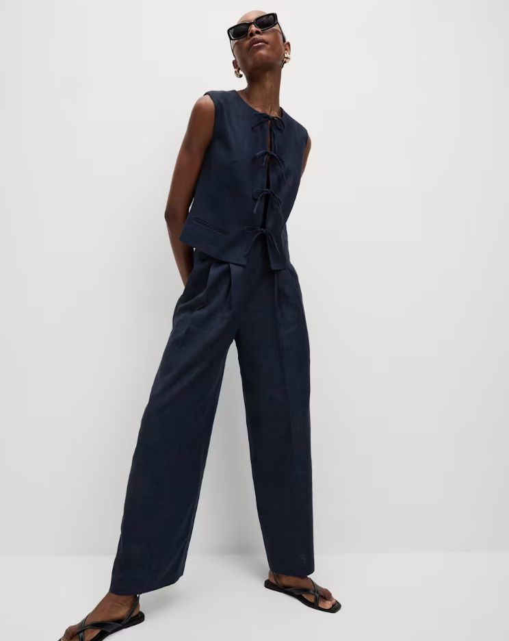 M&S Linen Rich Twill Wide Leg Trousers