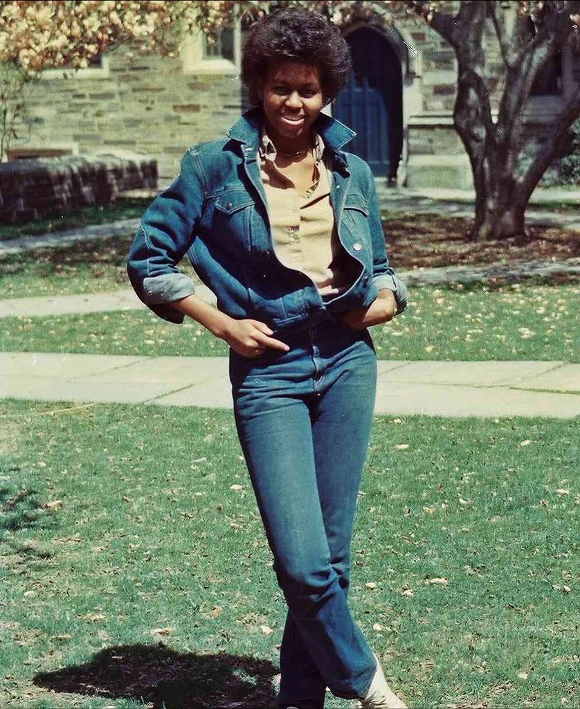 photo of michelle obama as a teenager wearing double denim