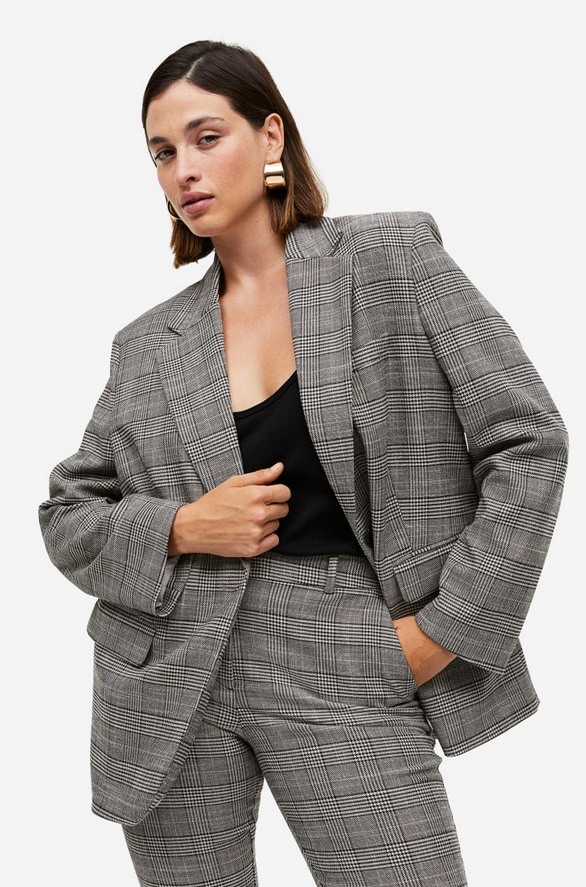 Princess Kate grey check blazer H and M dupe