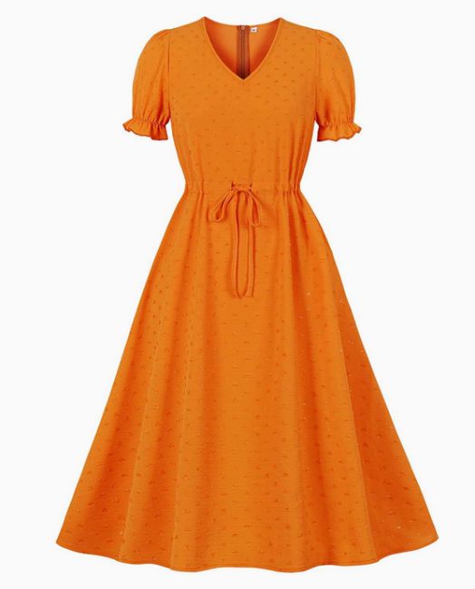 beatrice orange fit and flare dress amazon