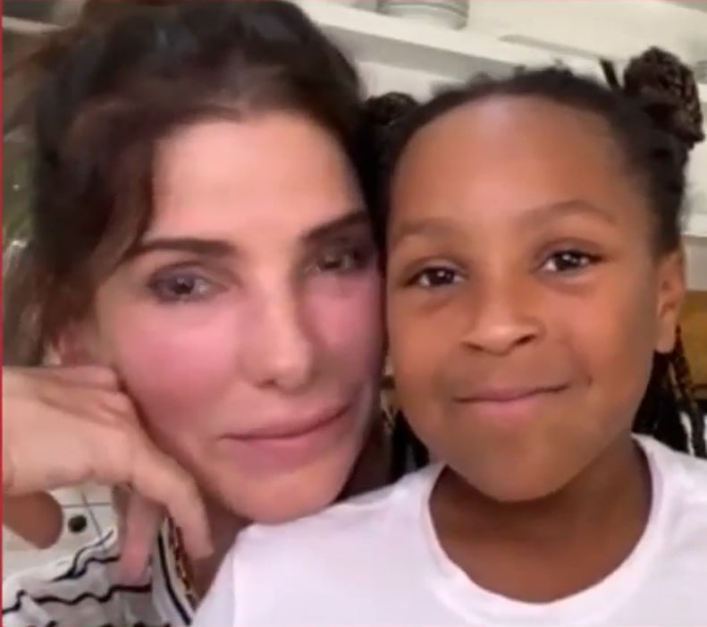 Sandra Bullock and daughter Laila on a Zoom call