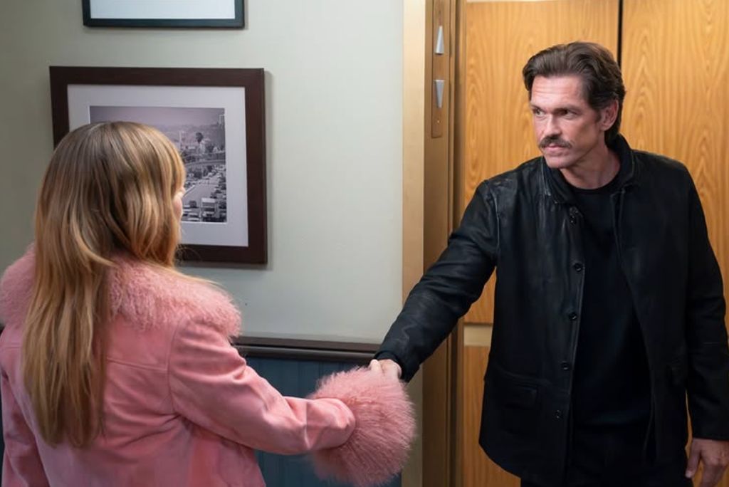 Morgan pink jacket with fluffy cuffs and collar on high potential