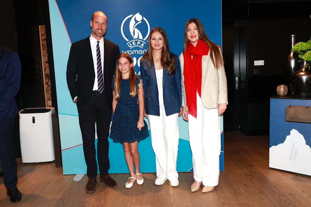 Prince William and Princess Charlotte pose with Spain's Princess Leonor and Infanta Sofía