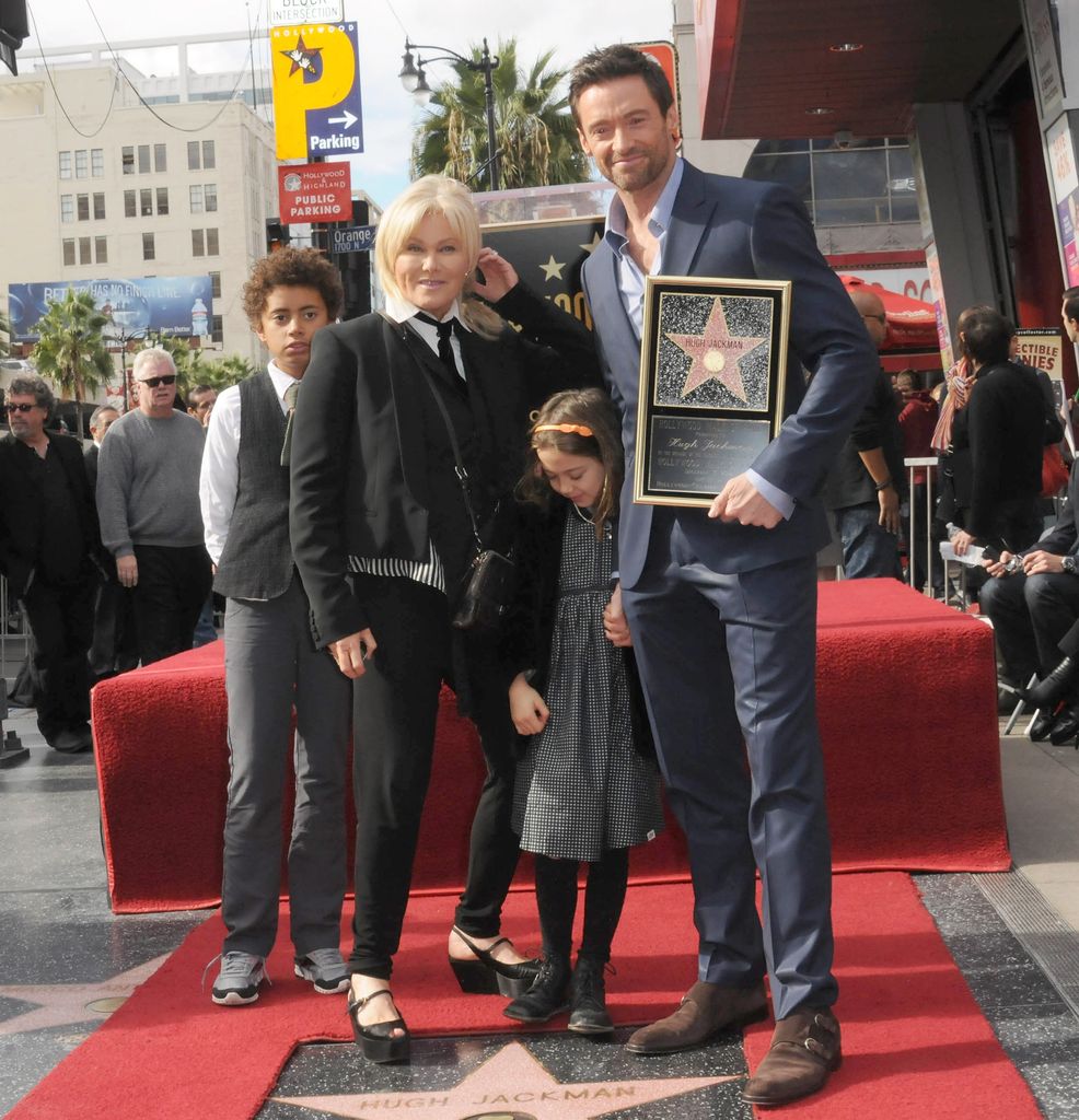 Deborra-Lee Furness, actor Hugh Jackman and children Oscar and Ava participate in the Hugh Jackman Star ceremony at The Hollywood Walk Of Fame on December 13, 2012 in Hollywood, California.
