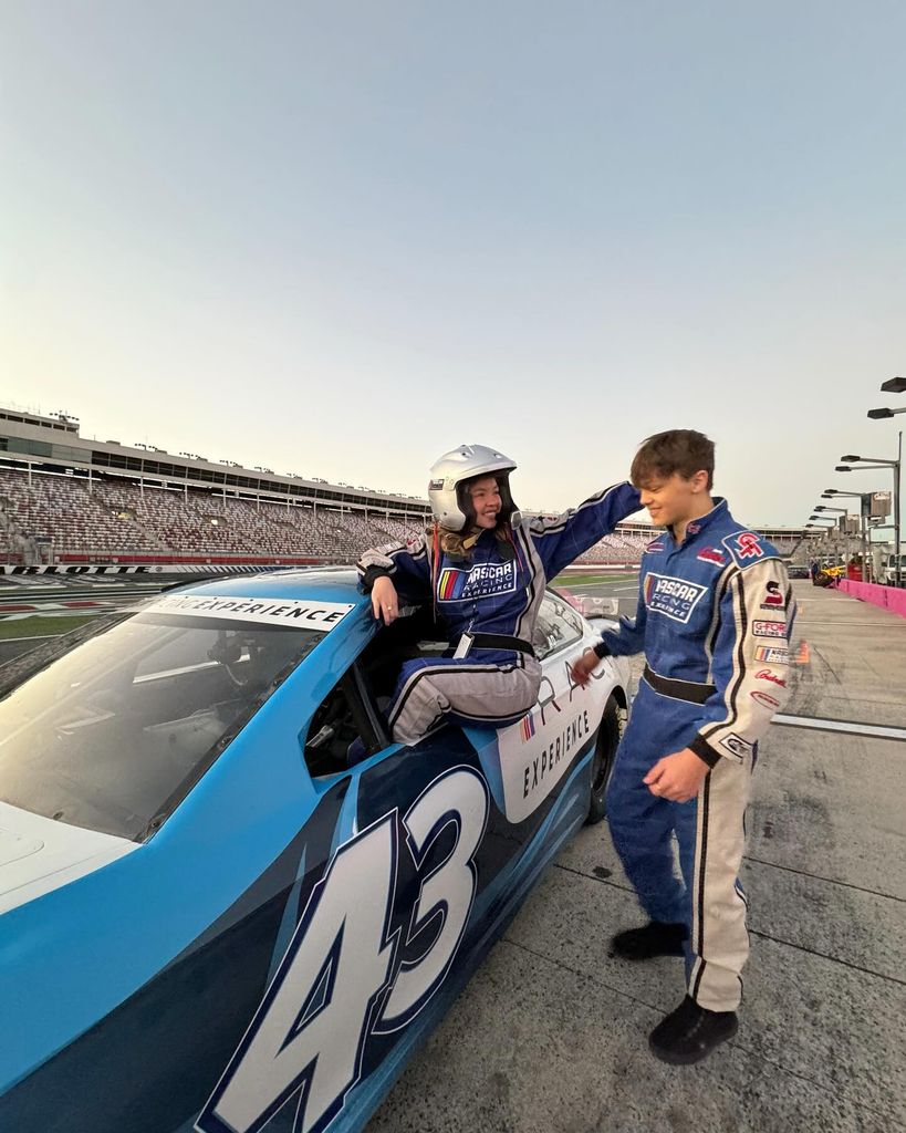 Sydney shared images from the NASCAR race track on Instagram