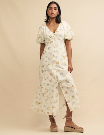 White Floral Broderie Lennox Midi Dress