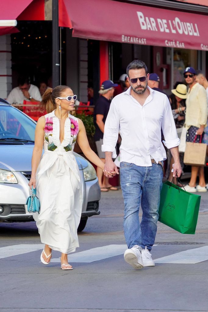 Jennifer Lopez and Ben Affleck do some shopping in St Barts' capital Gustavia on Friday afternoon