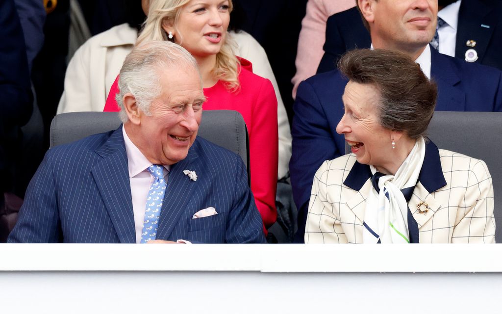 King Charles and Princess Anne laughing