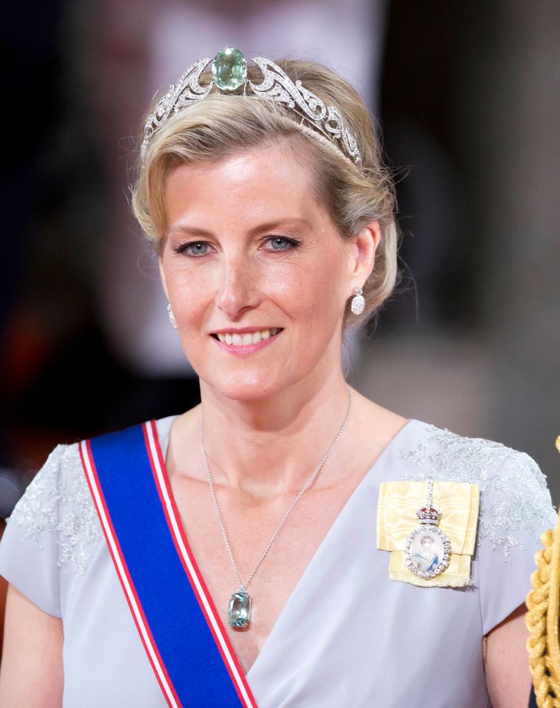 Sophie wearing her diamond and aquamarine tiara at Prince Carl Philip of Sweden's wedding in 2015