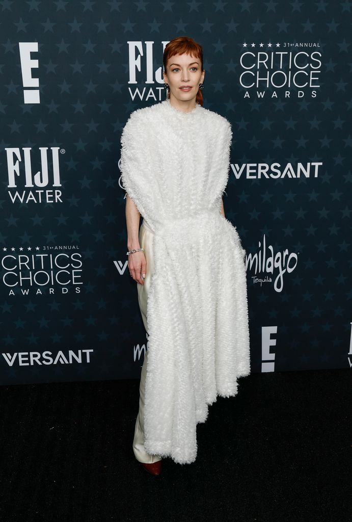 Britt Lower attends the 31st Annual Critics Choice Awards at Barker Hangar on January 04, 2026 in Santa Monica, California