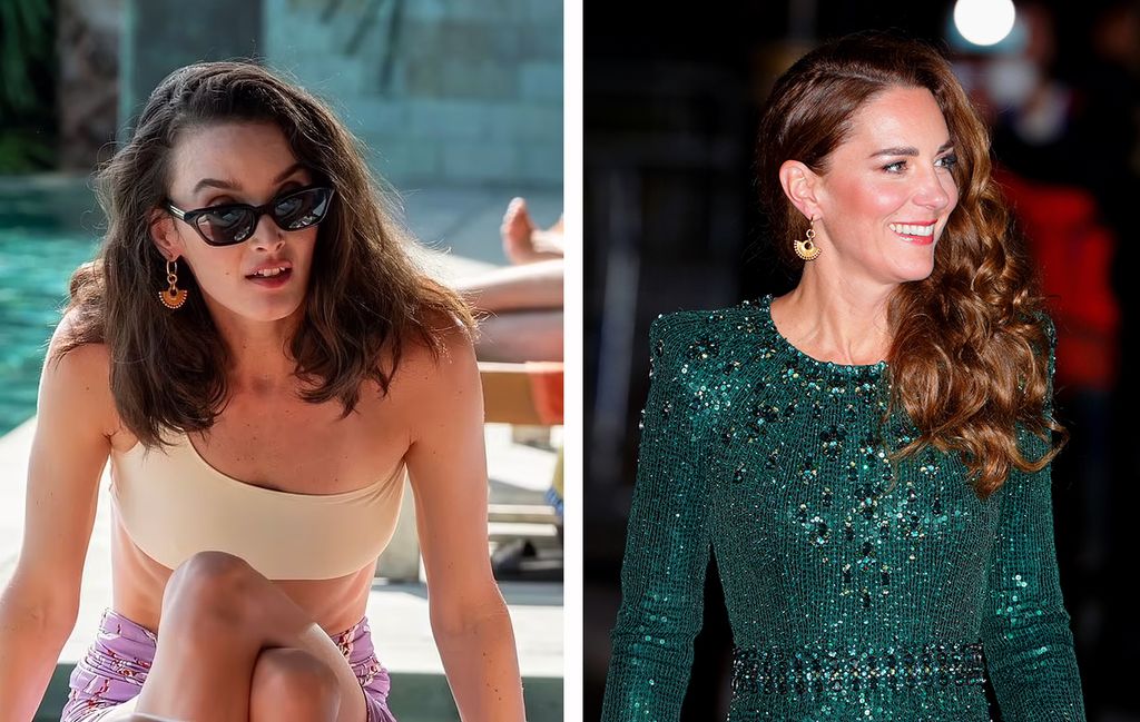 Kate and Charlotte wearing the Missoma fan earrings