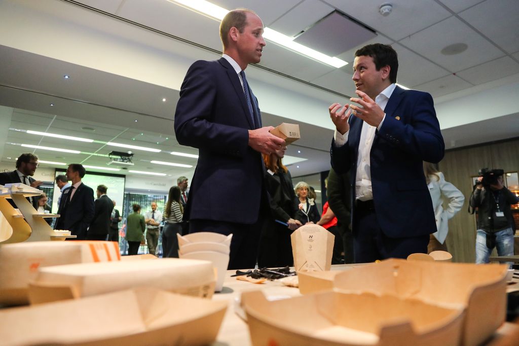 Prince William speaking with Notpla founder