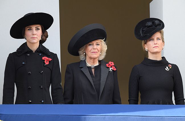 kate middleton camilla and sophie wessex attend remembrance day
