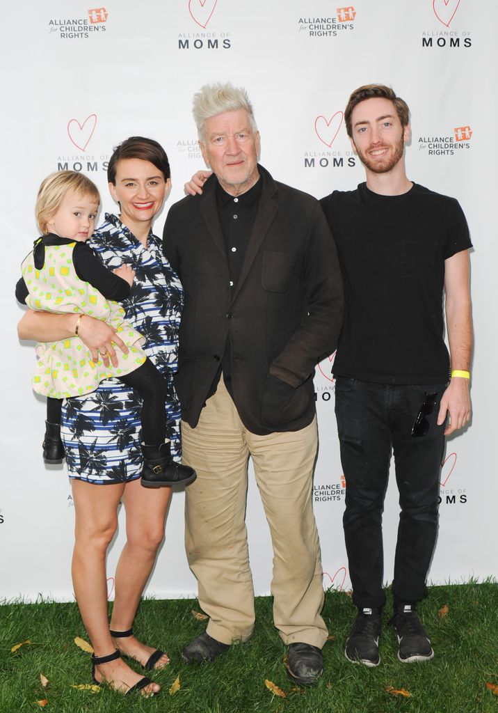 Emily Lynch, director David Lynch and son Riley Lynch with David's youngest child Lulu in 2015