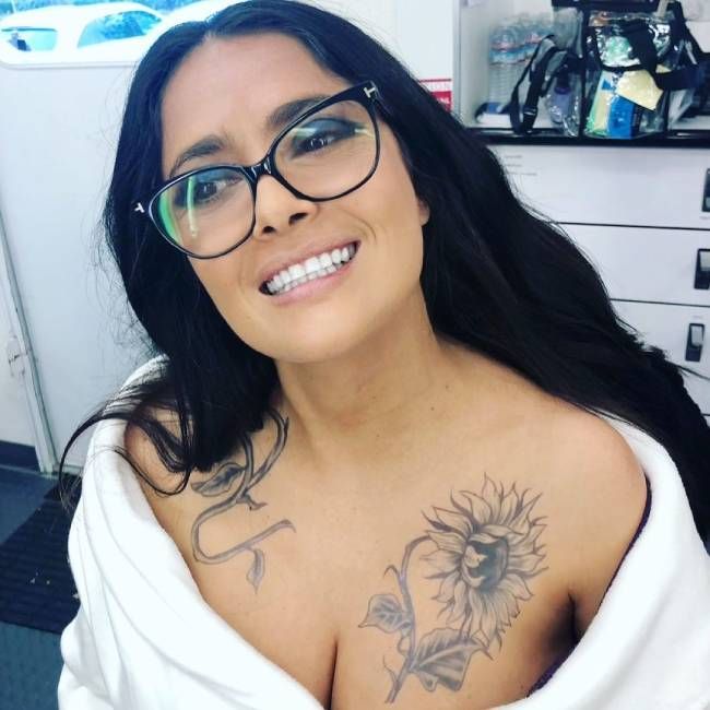 salma hayek chest tattoo