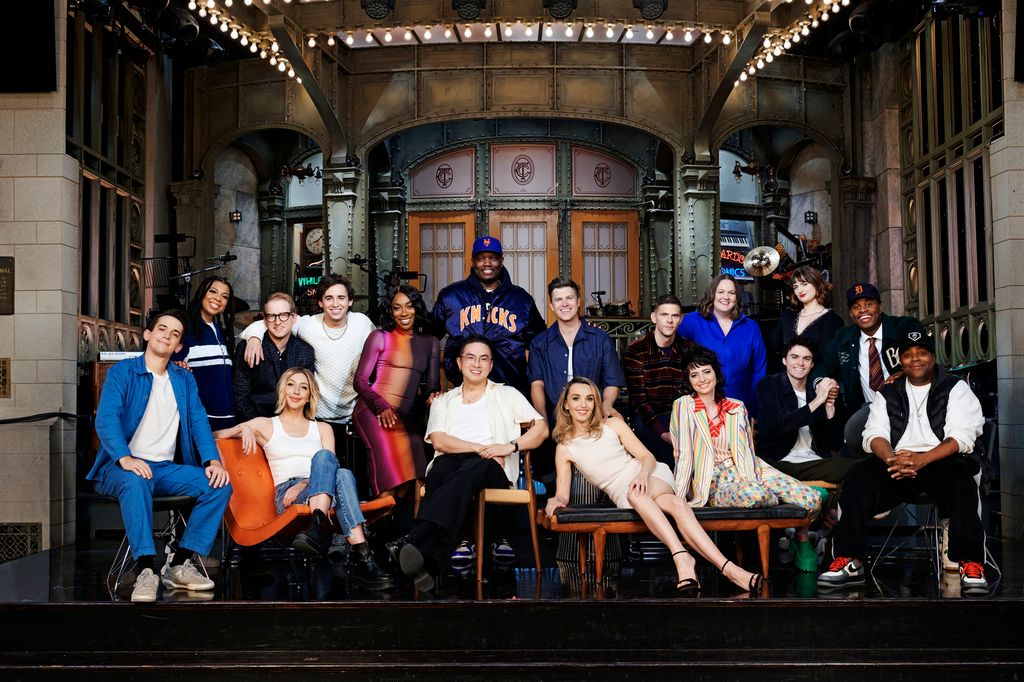 SATURDAY NIGHT LIVE -- Season 49 Cast Shot -- Pictured: (top row l-r) Andrew Dismukes, Punkie Johnson, James Austin Johnson, Marcello Hernandez, Ego Nwodim, Michael Che, Colin Jost, Mikey Day, Molly Kearney, Chloe Troast, Devon Walker; (bottom row l-r) Heidi Gardner, Bowen Yang, Chloe Fineman, Sarah Sherman, Michael Longfellow, Kenan Thompson -- (Photo by: Mary Ellen Matthews/NBC via Getty Images)