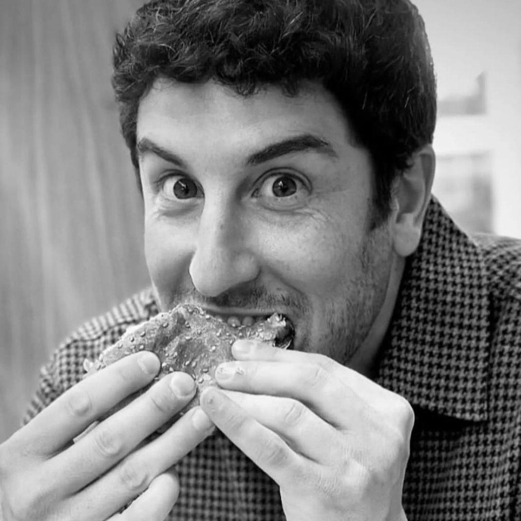 Photo shared by Jason Biggs on Instagram eating a sandwich 